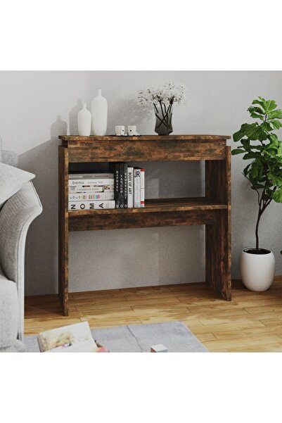 Concept Τραπέζι κονσόλας, καπνιστή δρυς, 80x30x80 εκ., επεξεργασμένο ξύλο