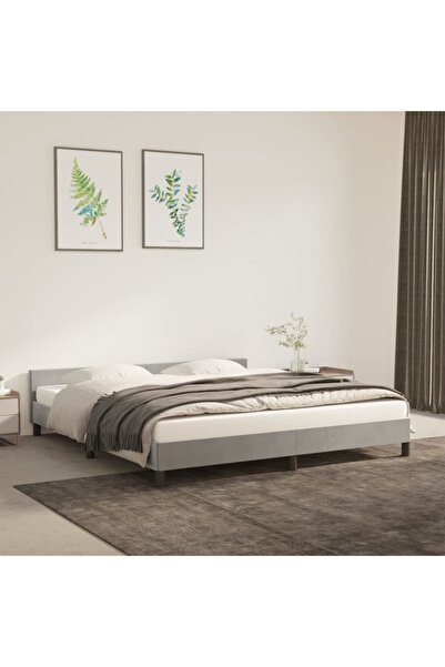 Concept Cadru de pat cu tăblie, gri deschis, 180x200 cm, catifea