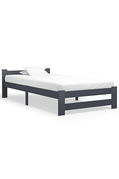 Concept Σκελετός κρεβατιού, σκούρο γκρι, 100x200 εκ., μασίφ ξύλο πεύκου