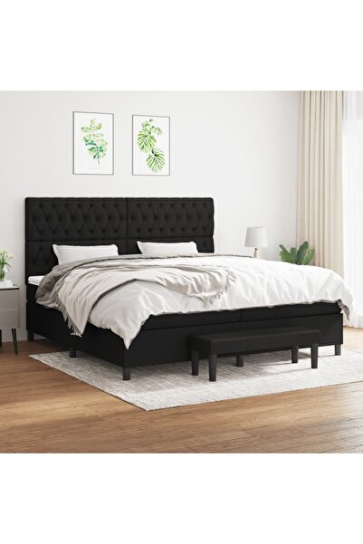 Concept Pat box spring cu saltea, negru, 200x200 cm, textil