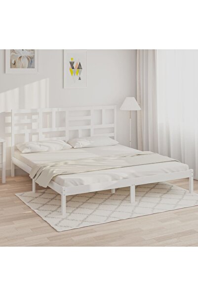 Concept Σκελετός κρεβατιού Super King 6FT, λευκό, 180x200 cm, μασίφ ξύλο