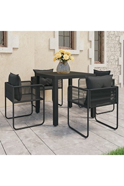 Concept Set mobilier masă de grădină, 5 piese, negru, ratan PVC