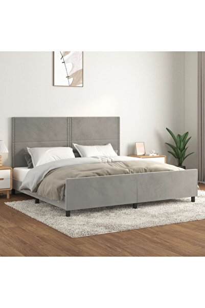 Concept Cadru de pat cu tăblie, gri deschis, 200x200 cm, catifea