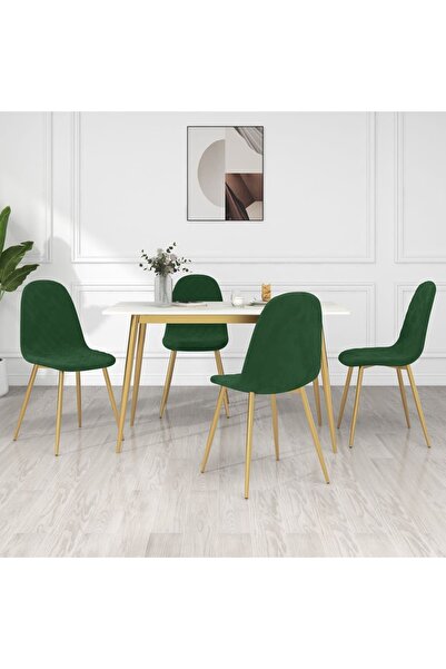 Concept Καρέκλες κουζίνας, 4 τεμ., σκούρο πράσινο, Βελούδο