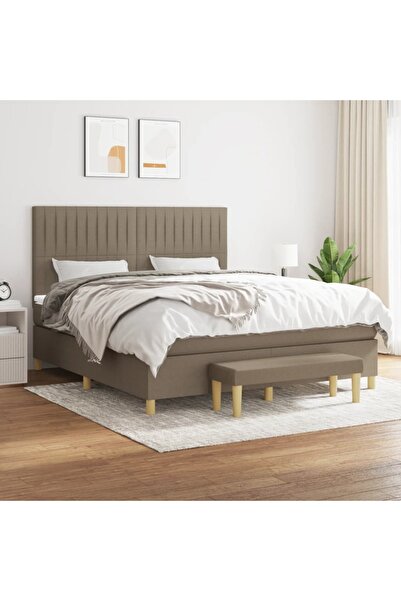 Concept Pat continental cu saltea, gri taupe, 180x200 cm, textil