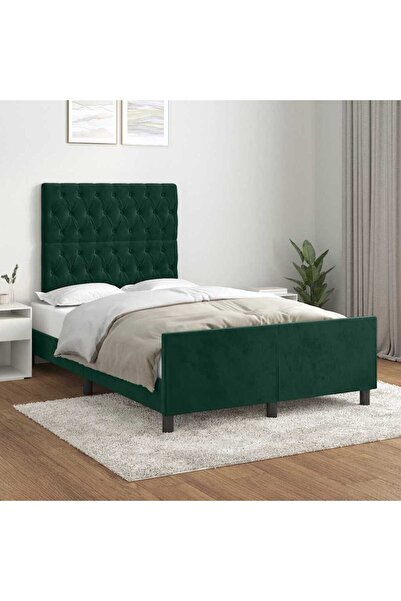 Concept Σκελετός κρεβατιού με κεφαλάρι, σκούρο πράσινο, 120x200 εκ., Βελούδο