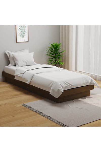Concept Σκελετός κρεβατιού Μικρό Μονό 2FT6 καφέ μελί 75x190 εκ. μασίφ ξύλο