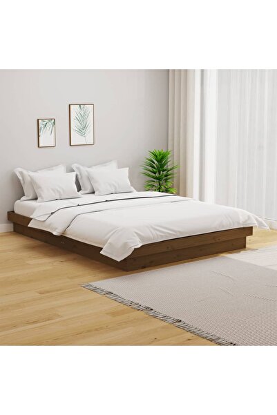 Concept Σκελετός Διπλό κρεβατιού 4FT6, μελί καφέ, 135x190 εκ., μασίφ ξύλο