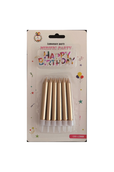 Mirific Party Set of 12 Birthday Cake Candles, Gold, 7 cm