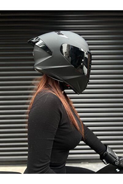 Rivox R2 Matt Black Motosiklet Kask Şeffaf Vizör Hediye