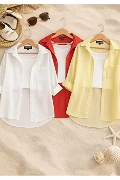 İnazuma Outdoors 3-Pack White Red Yellow Oversized Linen Textured 100% Cotton...