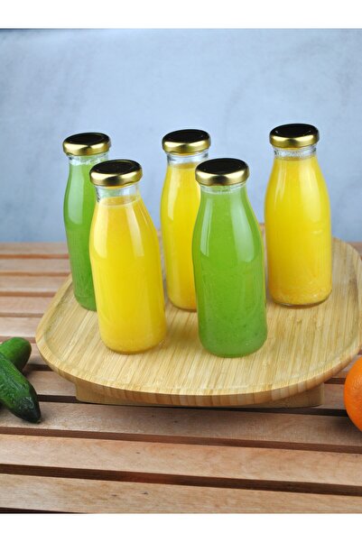 Qualitev 5 Pieces Glass Bottle Fruit Juice Ayran Detox Bottle 250 ml Bottle w...