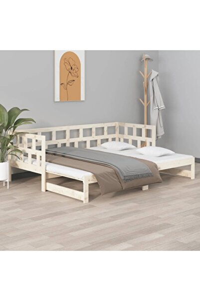 Concept Разтегателен дневен диван, 2x(80x200) см, масивна борова дървесина