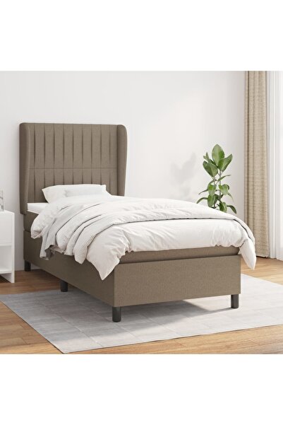 Concept Pat box spring cu saltea, gri taupe, 100x200 cm, textil