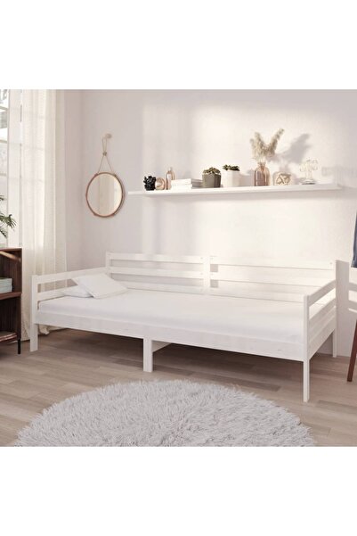 Concept Κρεβάτι ημέρας με στρώμα, λευκό, 90x200 cm, μασίφ ξύλο πεύκου