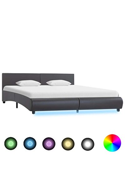 Concept Σκελετός κρεβατιού LED, γκρι, 180 x 200 cm, τεχνητό Δερμάτινο