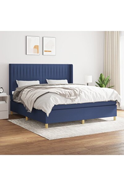 Concept Pat box spring cu saltea, albastru, 180x200 cm, material textil