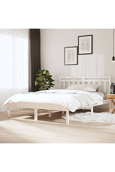 Concept Σκελετός Διπλό κρεβατιού 4FT6, λευκό, 135x190 cm, μασίφ ξύλο