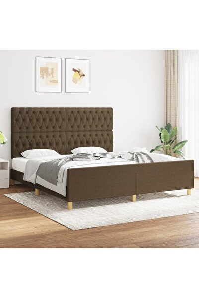 Concept Cadru de pat cu tăblie, maro închis, 180x200 cm, textil