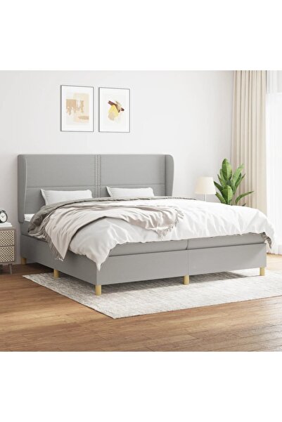 Concept Pat box spring cu saltea, gri deschis, 200x200 cm, textil