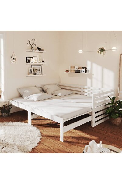 Concept Επεκτεινόμενο ανάκλιντρο, 2x(90x200) εκ., λευκό, μασίφ ξύλο πεύκου