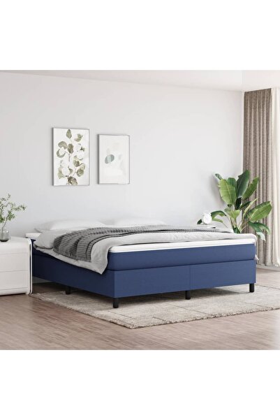 Concept Cadru de pat box spring, albastru, 160x200 cm, textil