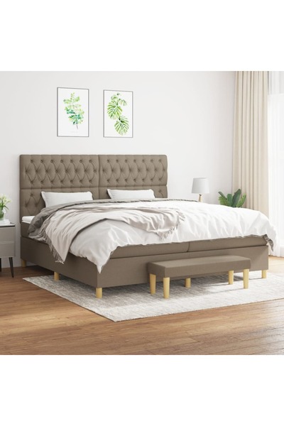 Concept Pat box spring cu saltea, gri taupe, 200x200 cm, textil