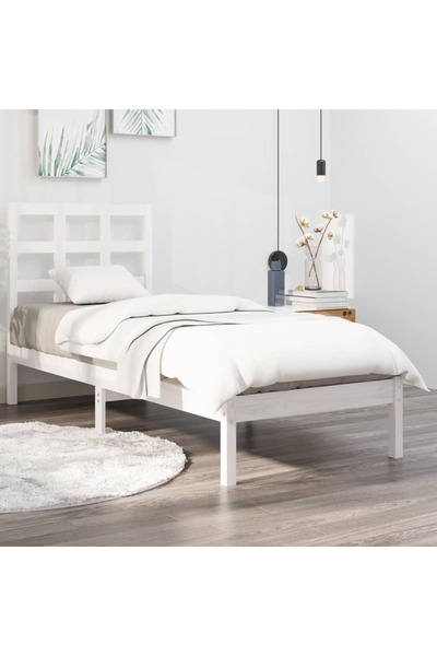 Concept Σκελετός Μονό κρεβατιού 3FT, λευκό, 90x190 cm, μασίφ ξύλο