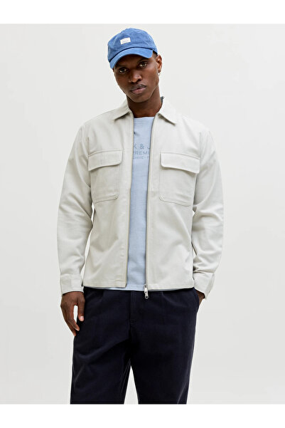 Jack & Jones Premium Jprblurayle Linen Blend Zip Ls Shirt Smu Men's Shirt wit...