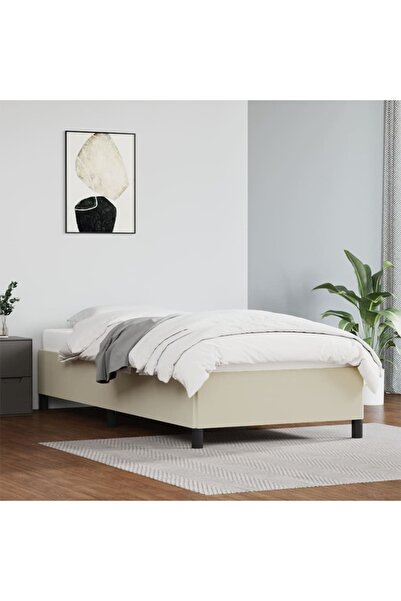 Concept Σκελετός κρεβατιού, κρεμ, 90x200 εκ., οικολογικό Δερμάτινο