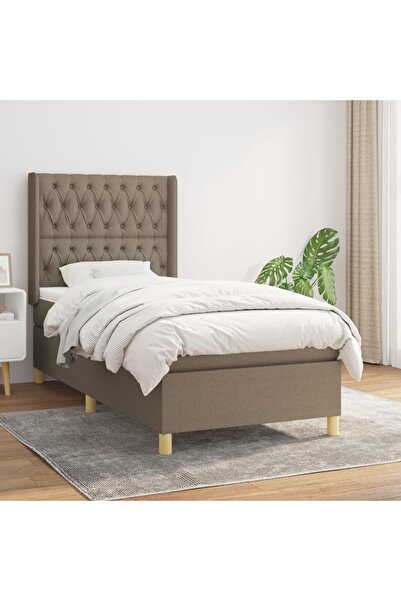 Concept Pat box spring cu saltea, gri taupe, 100x200 cm, textil
