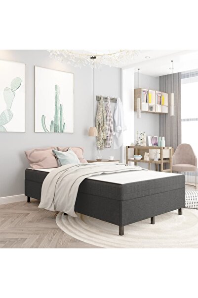 Concept Cadru de pat continental, gri, 120x200 cm, material textil