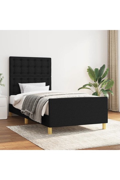 Concept Cadru de pat cu tăblie, negru, 80x200 cm, textil