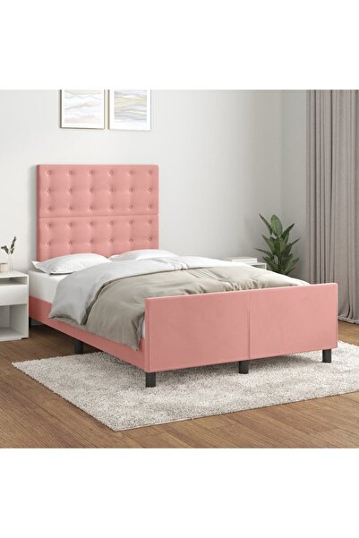 Concept Cadru de pat cu tăblie, roz, 120x200 cm, catifea