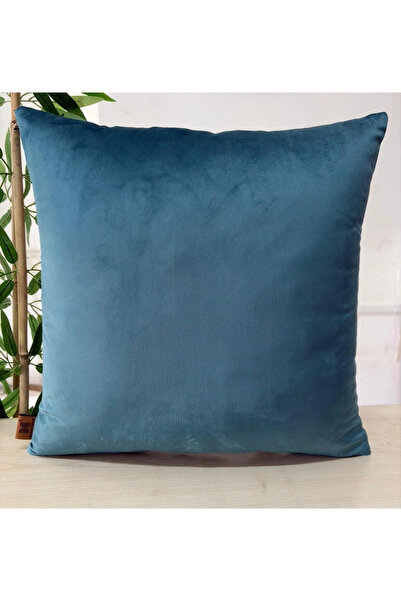 Elanora Home غطاء وسادة فاخر ناعم من القطيفة باللون الأزرق البترولي، ذو ملمس ...