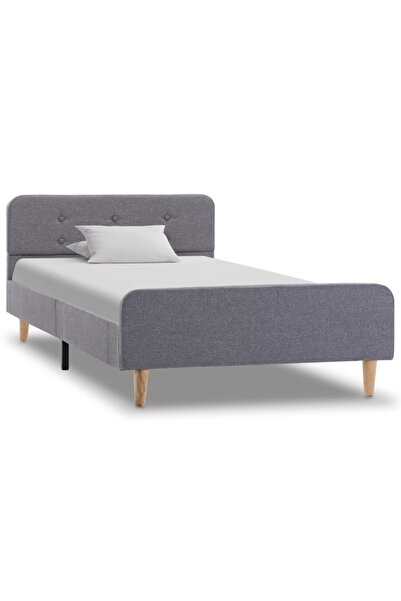 Concept Cadru de pat, gri deschis, 100 x 200 cm, material textil