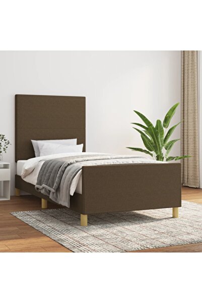 Concept Cadru de pat cu tăblie, maro închis, 80x200 cm, textil