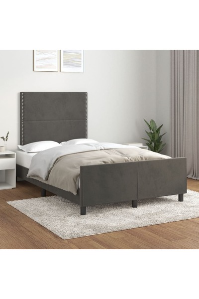 Concept Cadru de pat cu tăblie, gri închis, 120x200 cm, catifea