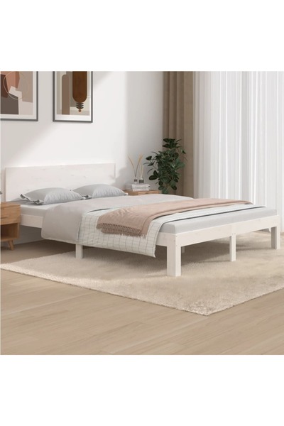 Concept Cadru de pat, alb, 140x190 cm, lemn masiv de pin