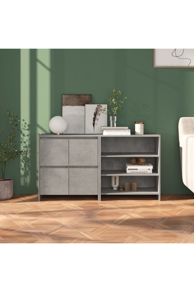 Concept Servantă 2 piese, gri beton, lemn compozit