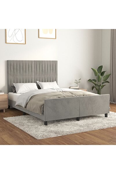 Concept Cadru de pat cu tăblie, gri deschis, 140x200 cm, catifea