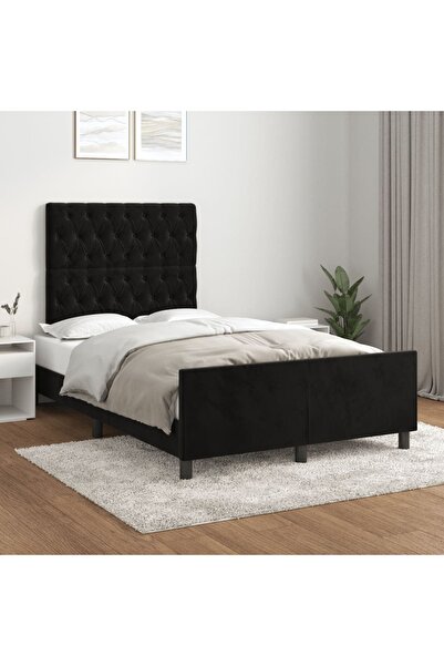 Concept Cadru de pat cu tăblie, negru, 120x200 cm, catifea