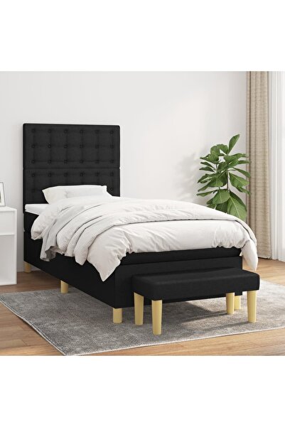 Concept Pat box spring cu saltea, negru, 90x190 cm, textil