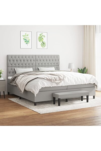 Concept Pat box spring cu saltea, gri deschis, 200x200 cm, textil