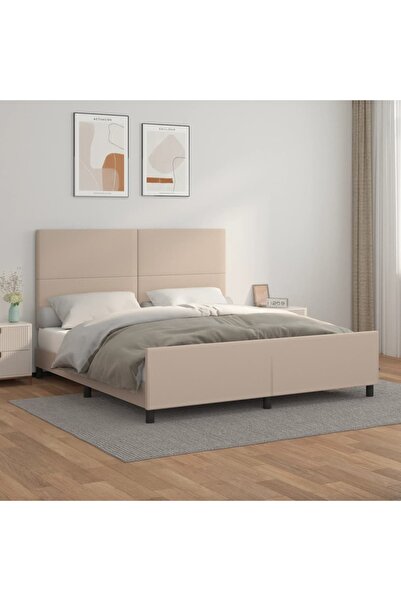 Concept Σκελετός κρεβατιού με κεφαλάρι, καπουτσίνο, 180x200 cm, οικολογικό Δε...