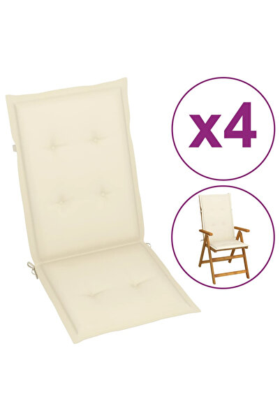 Concept Μαξιλάρια καρέκλας κήπου, 4 τεμάχια, κρεμ, 120x50x3 εκ.