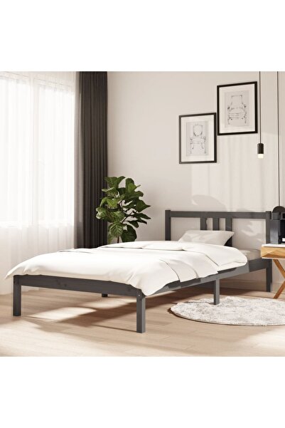 Concept Cadru de pat, gri, 100x200 cm, lemn masiv de pin