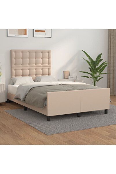 Concept Σκελετός κρεβατιού με κεφαλάρι, καπουτσίνο, 120x200 cm, οικολογικό Δε...