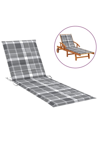 Concept Pernă de șezlong, gri carouri, 200x60x3 cm, material textil