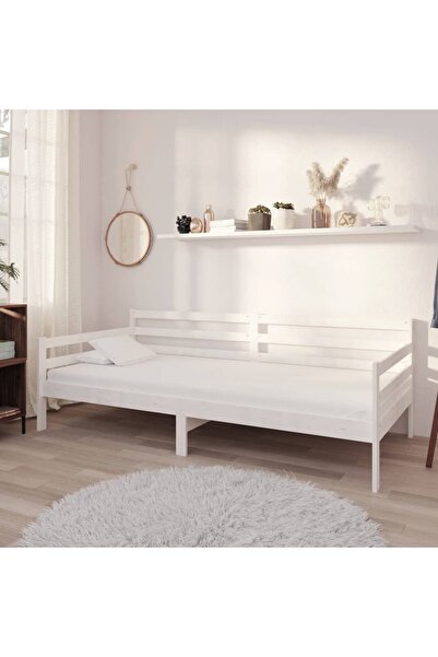 Concept Pat de zi cu saltea, alb,90x200 cm,lemn masiv de pin